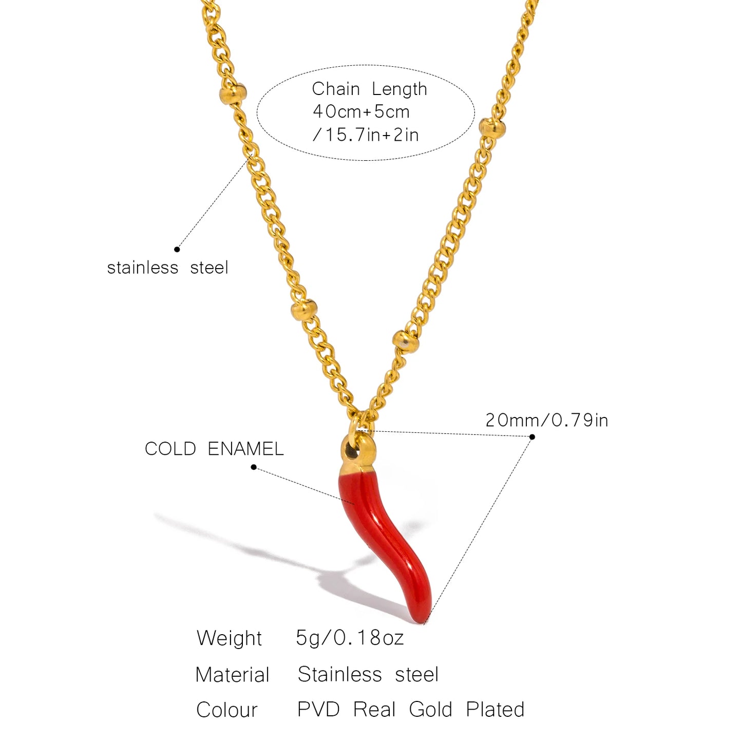 UHBINYCA Red Chili Charms Pendant Necklace for Ladies, Stainless Steel Waterproof and Rust Proof Daily Accessories Jewelry