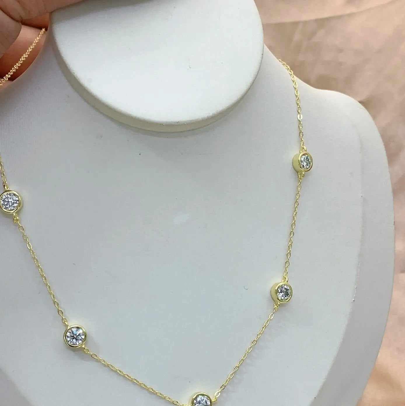 5mm 5 Stones Bubble Moissanite Necklace Certified Original 18k Gold Plated 925 Silver Diamond Choker Chain for Women Jewelry GRA