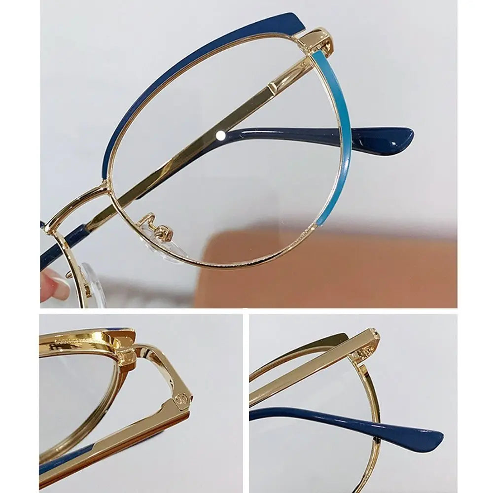 Blue Metal Light Blocking Women Designers Eyeglasses Optical Spectacle Computer Eye Protection Glass Fashion Eyewear