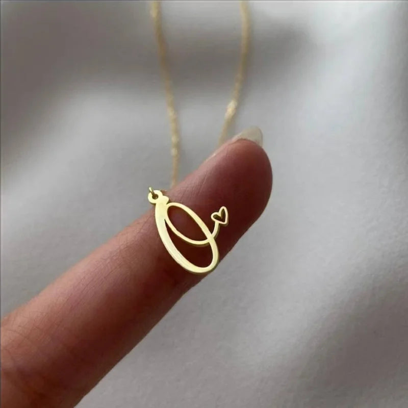 Kinitial Simple Laser Engraving Stainless Steel A-Z  Initial Pendant Necklace Fashion Jewelry Collier Women's Commemorative Gift