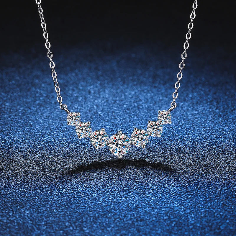 Moissanite Necklace for Woman Wedding Fine Jewely with Certificates 925 Sterling Sliver Plated 18k White Gold Necklace