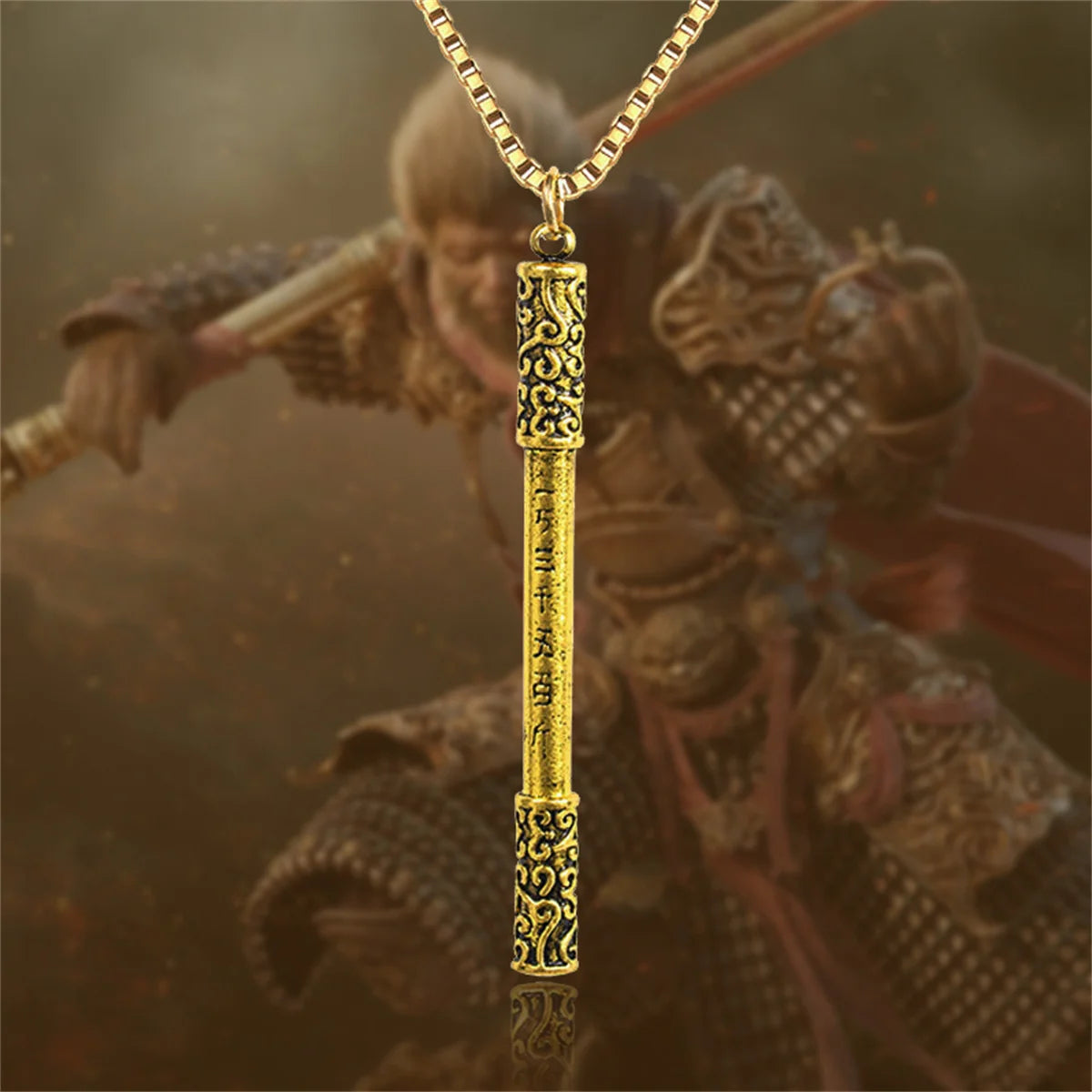 Black Myth Monkey King Sun Wukong Golden Cudgel Stick Bar Shaped Necklace For Women Men Jin Gu Bang Stick Choker Punk Jewelry