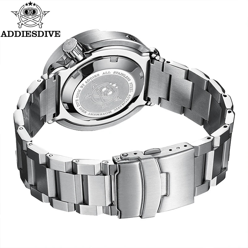 ADDIESDIVE Automatic Mechanical Watch Male American Stainless Steel Scratch Proof Waterproof Diving Watch Business Leisure Watch