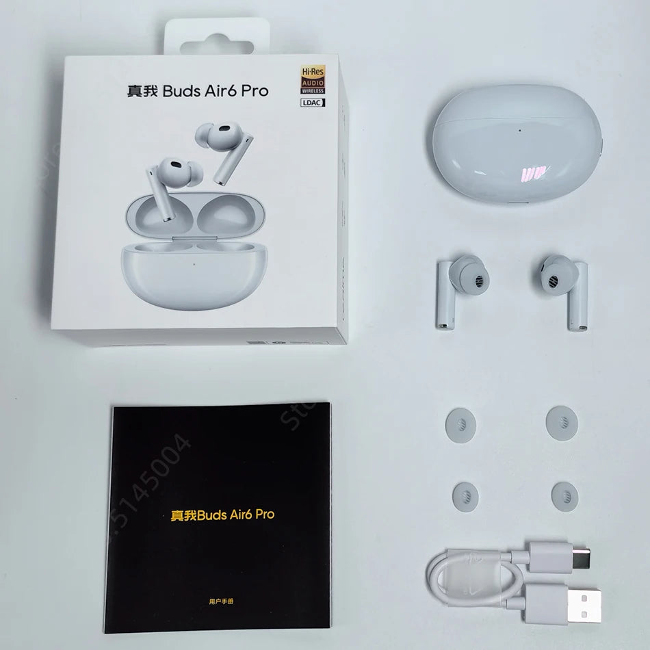 Global Version realme Buds Air 6 Pro TWS Earphone 50dB Active Noise Cancelling TWS Earphone LDAC IP55 40 Hours Battery Life