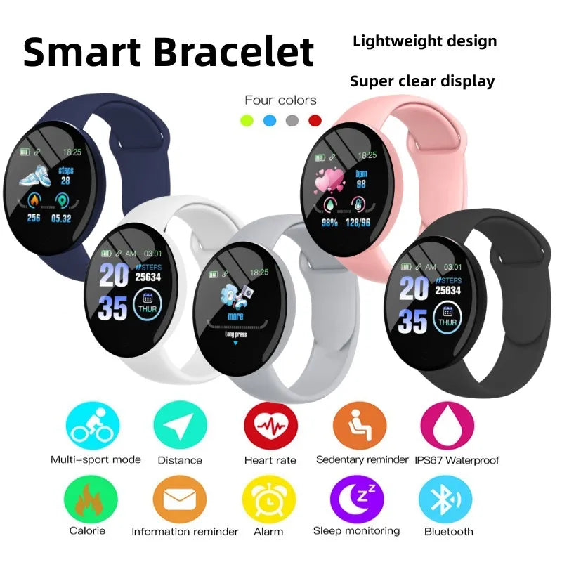 D18 Real stepcount Smart Watch Multi Function Step Connected Smart Watch For Men And Women Suitable For And Android