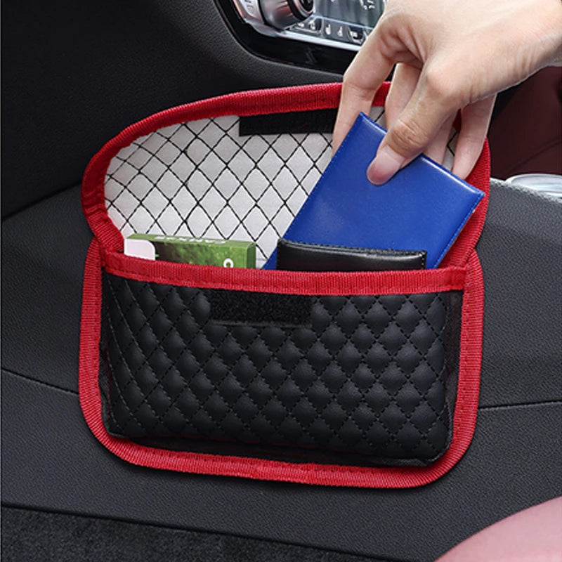 PU Leather Car Storage Pocket Seat Back/Door/Center Console Organizer for Small Stuff Car Storage Bag Universal for All Vehicles