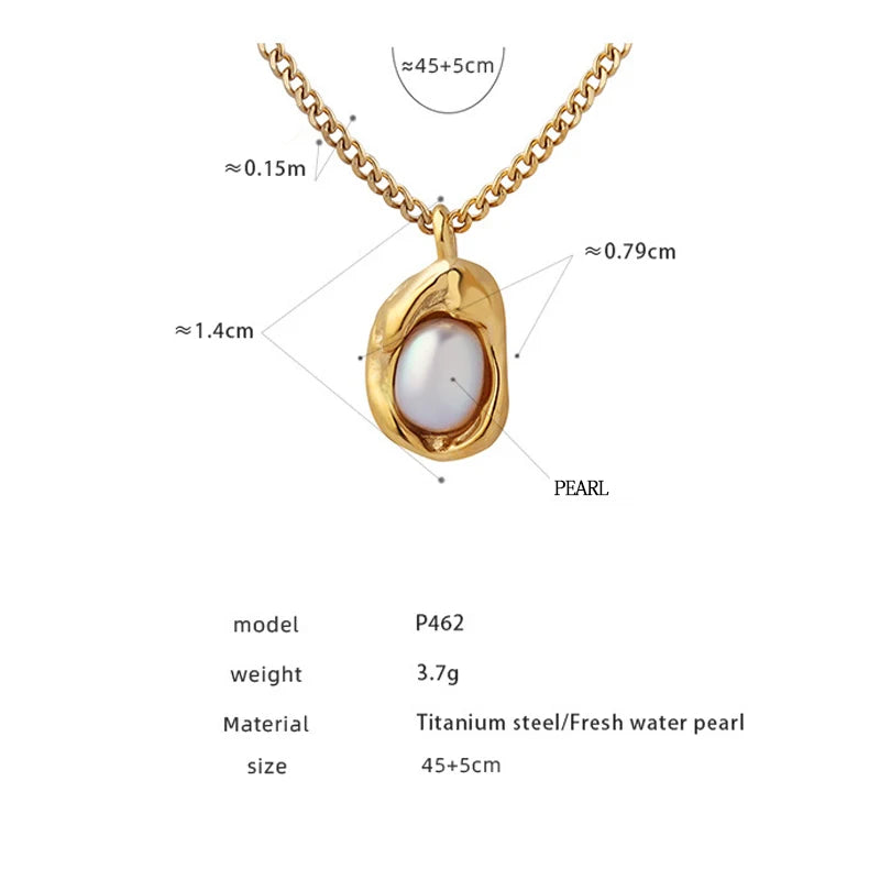 Fashion Inlaid Pearls Pendant Necklace for Women Luxury Design Stainless Steel Cuban Chain Wedding Woman Necklaces Jewelry