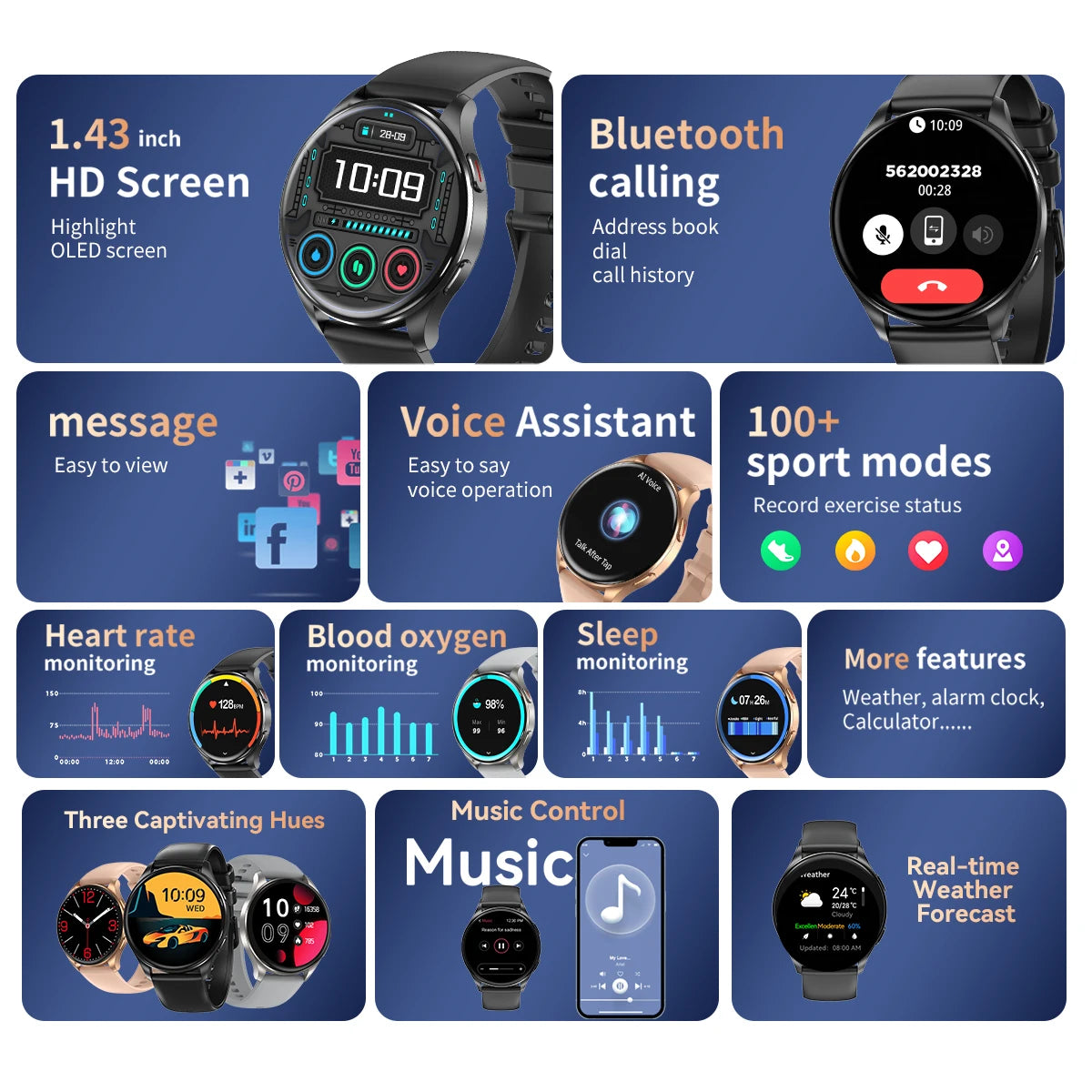 Blackview 2024 New Smartwatch X20 Watch AMOLED Display Hi-Fi Bluetooth Phone Calls Health and Fitness Tracking  for ISO Android