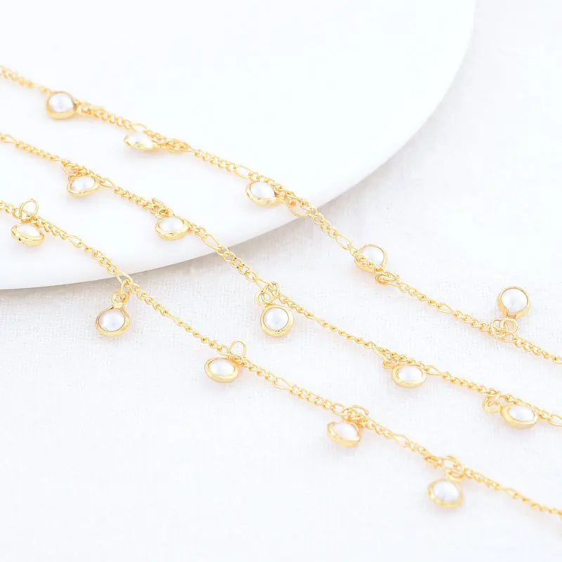 14K Gold Color Plated Brass Round Star Link Chains Necklace Chains High Quality Jewelry Accessories