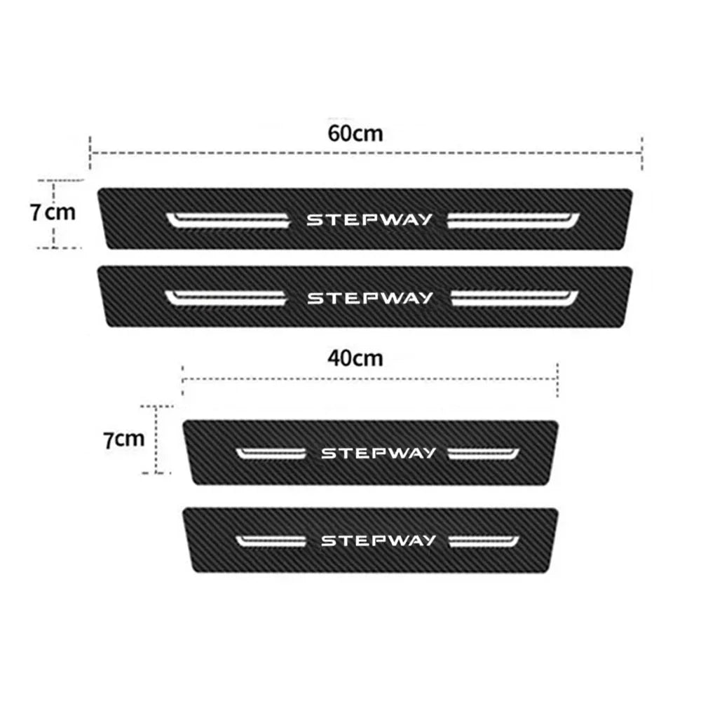 Car Door Sill Threshold Sticker Carbon Fiber Leather Trunk Bumper Guard Decals For Dacia Stepway 2021 2020 2019 2018 Accessories