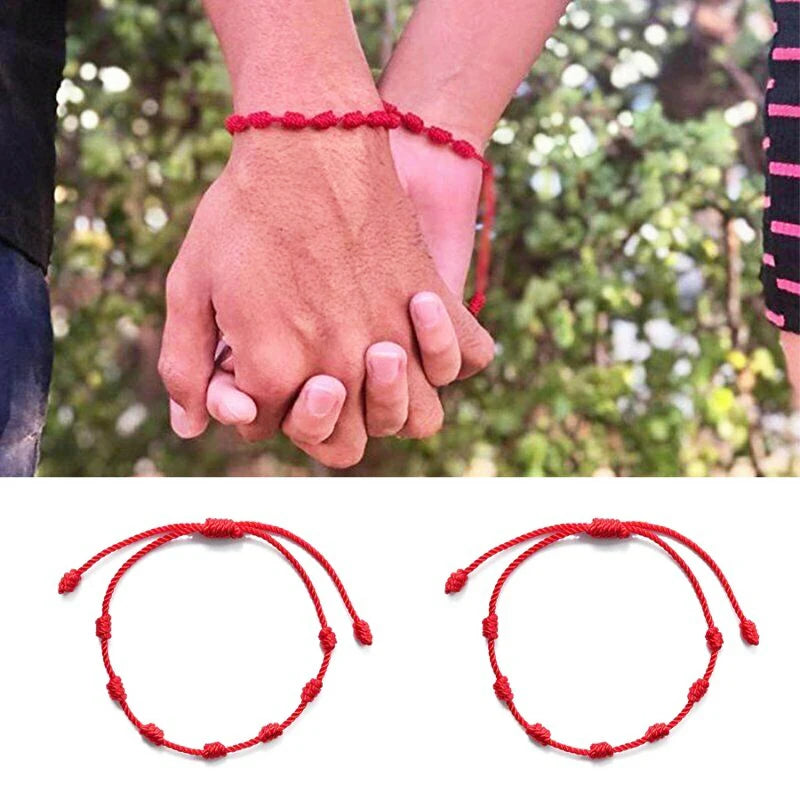 6PCS 7 Knot Red String Bracelet For Couple Rope Braided Bracelets Protection Good Luck Amulet for Success Handmade Jewelry Gift