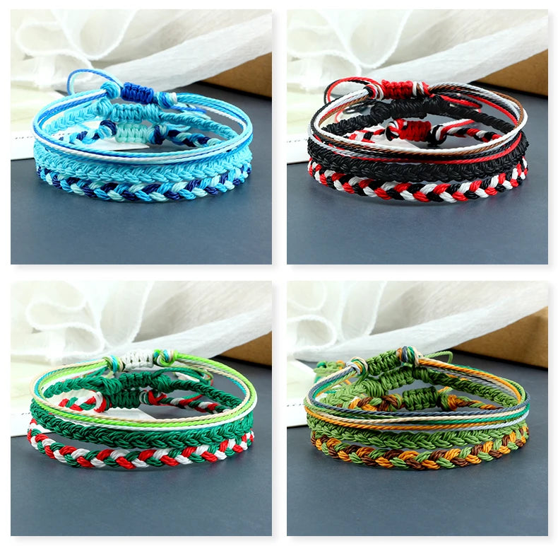 3Pcs/set Multi Color Tibetan Buddhist Bracelet Women Men Lucky Charm Adjustable Yoga Braided Rope Bracelets Friendship Jewelry