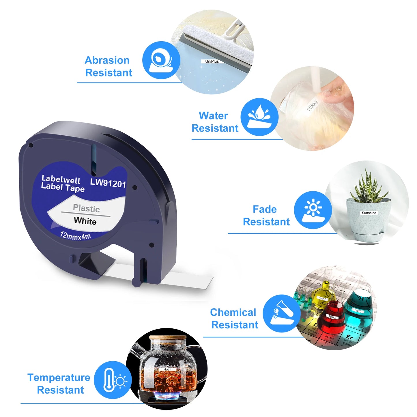 1Pcs 91201 Compatible Dymo Letratag Label Tape 12267 91200 91202 91203 91204 91205 for Dymo Letratag LT-100H LT-100T Label Maker