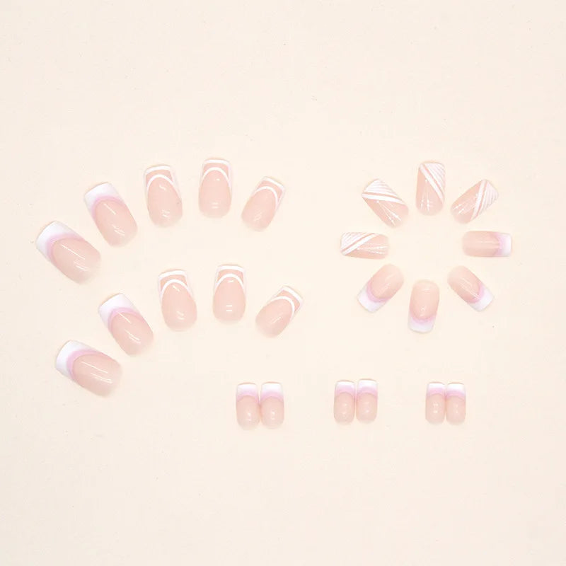 24 PCs Short French Minimalist Nails with 1 Jelly and 1 Nail File