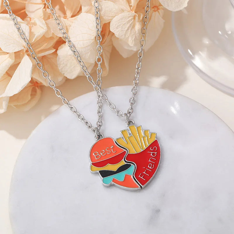 Fashion Best Friends Honey Love Couple Pendant Necklace 2 Pcs/ Set Chain Choke Broken Heart BFF Good Friendship Jewelry Gift