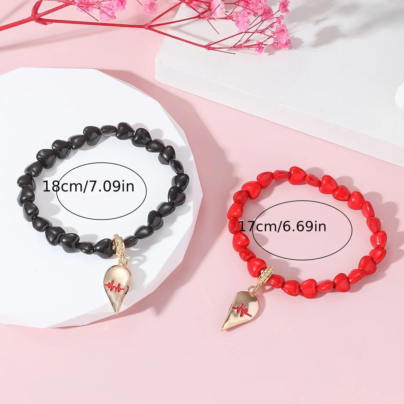 2 Simple and Elegant High-end Love Shaped Bracelets, Pendants, Couple Bracelets, WOMEN'S Fashion, Vacation, Tourism, and Leisure