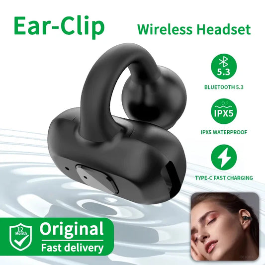 Ear-Clip Wireless Earphone HIFI Heavy Bass Surround Stereo Sound TWS Bluetooth 5.3 Headsets With Mic DT3.0 For Sports Game Music