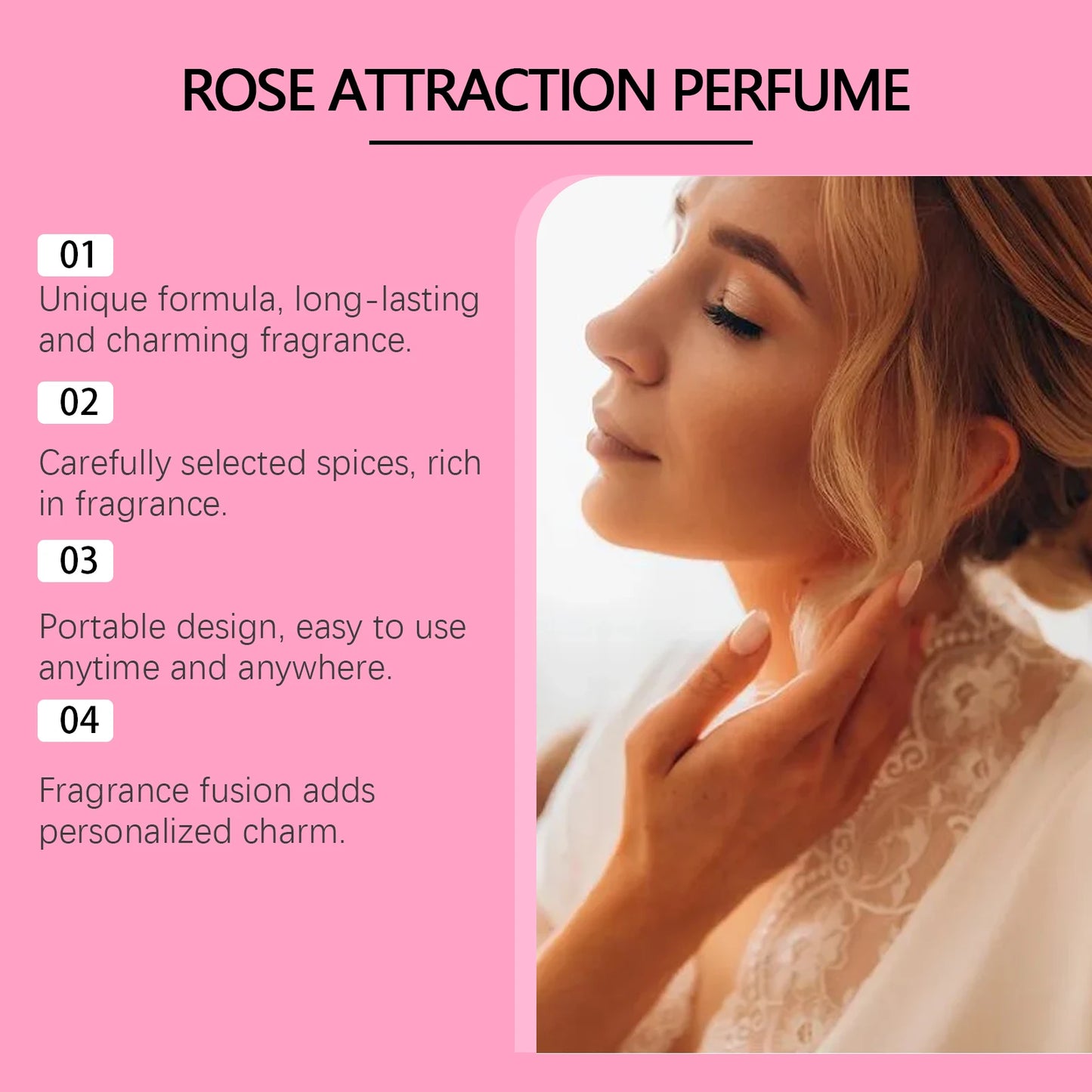 Rose Perfume Spray For Women Glamour Protable Perfume Long-Lasting Charm Fresh Light Fragrance Non-greasy Pheromone Spray Gift