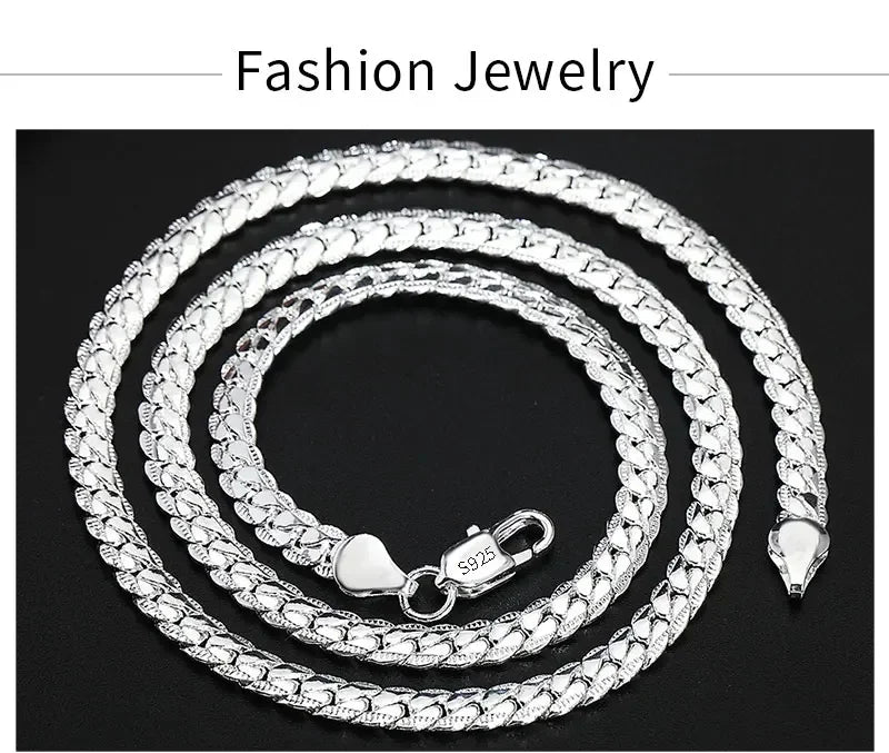 925 Sterling Silver 5MM 18K Gold Full Sideways Figaro Chain Necklace For Woman Man Fashion Wedding Engagement Jewelry Gifts