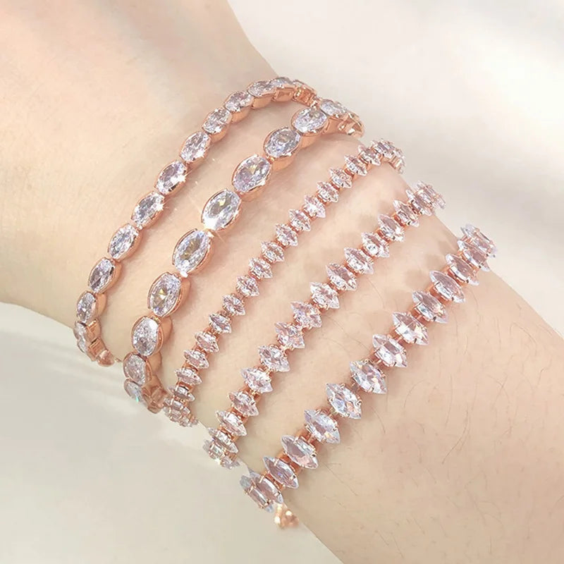 Fashionable Zircon Tennis Bracelets for Women Dazzling Various Shape Crystal Chain on Hand Trend Sexy Party Accessories Jewelry