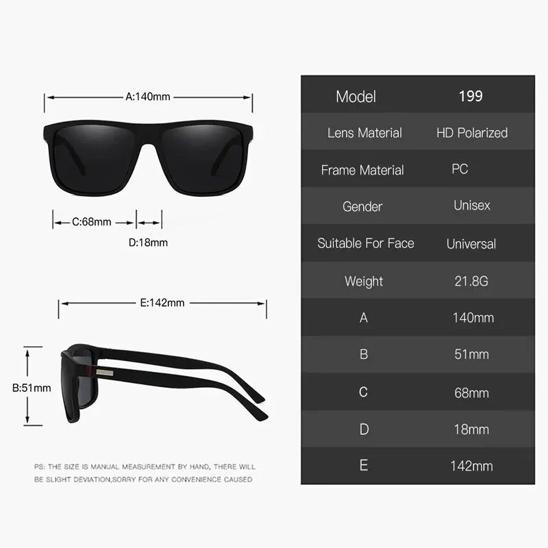 Fashion Vintage Square Polarized Sunglasses Men Women Luxury Brand Designer Men's Sun Glasses Driving Fishing UV400 Eyewear Man