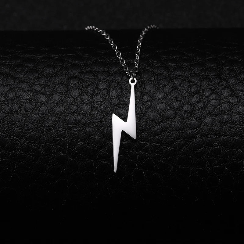 Stainless Steel Necklace Hot Lightning Pendant Necklace for Women Men Temperament Hip Hop Retro Chain  Charm Accessories Jewelry