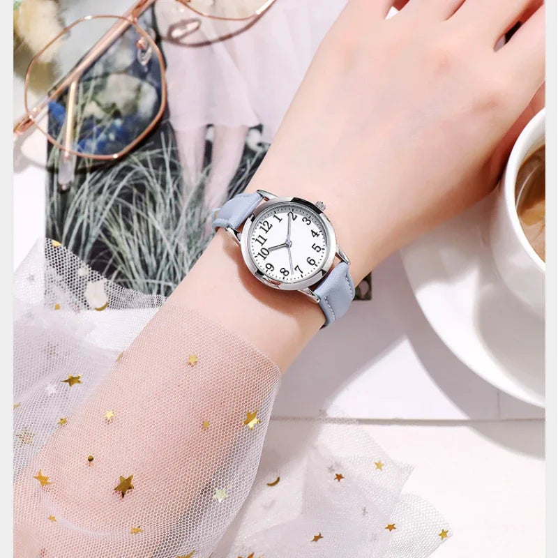 Women Quartz Watch Easy To Read Arabic Numerals Simple Dial PU Leather Strap Lady Candy Color  Reloj De Mujer Montre Femme