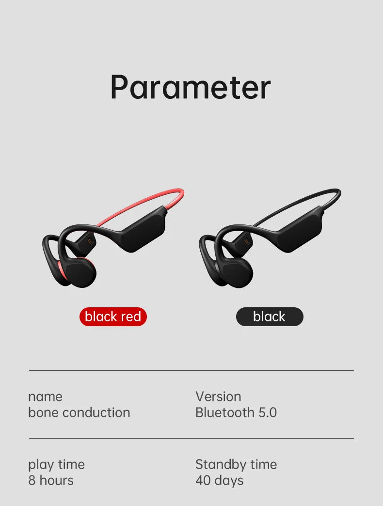 Bone Conduction Earphones Bluetooth Wireless IPX8 Waterproof MP3 Player Hifi Ear-hook Headphone With Mic Headset For Swimming