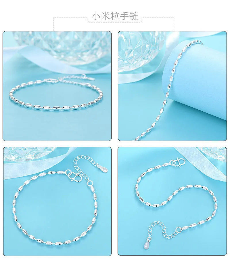 Fashion 925 Sterling Silver Bracelets for Women Small Star Fresh Bracelet Personality Round Bead Bracelet Jewelry Accessories