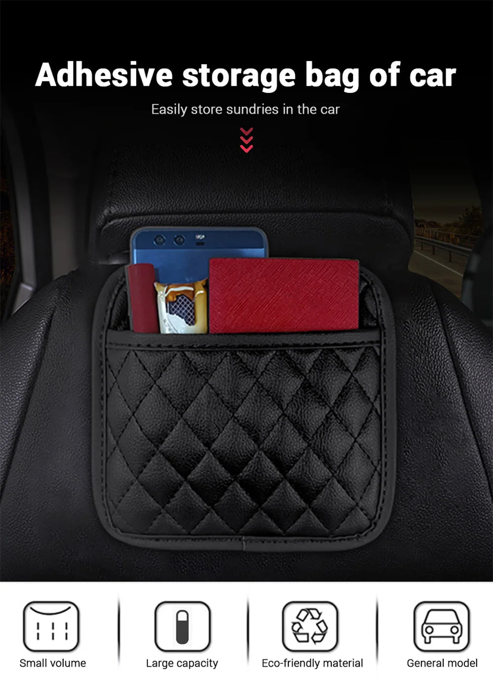 PU Leather Car Storage Pocket Seat Back/Door/Center Console Organizer for Small Stuff Car Storage Bag Universal for All Vehicles