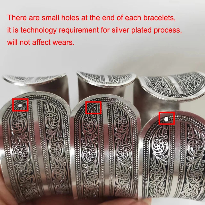 Vintage Cuff Bracelet Tibetan Silver Plated Carved Flower Geometric Animal Opening Bangle Adjustable Indian Jewelry Women Gifts