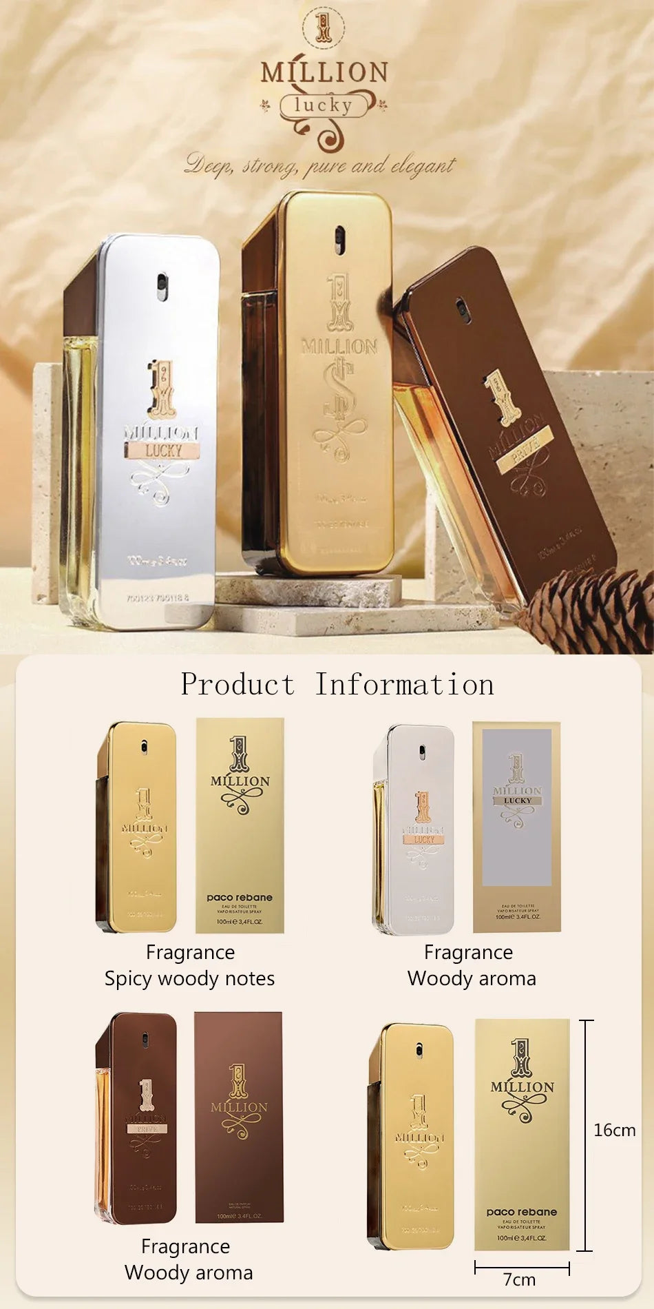 2024 New Soft Golden Millionaire Men'S Seductive Leather Notes Best Gifts for Men and Women 100ml