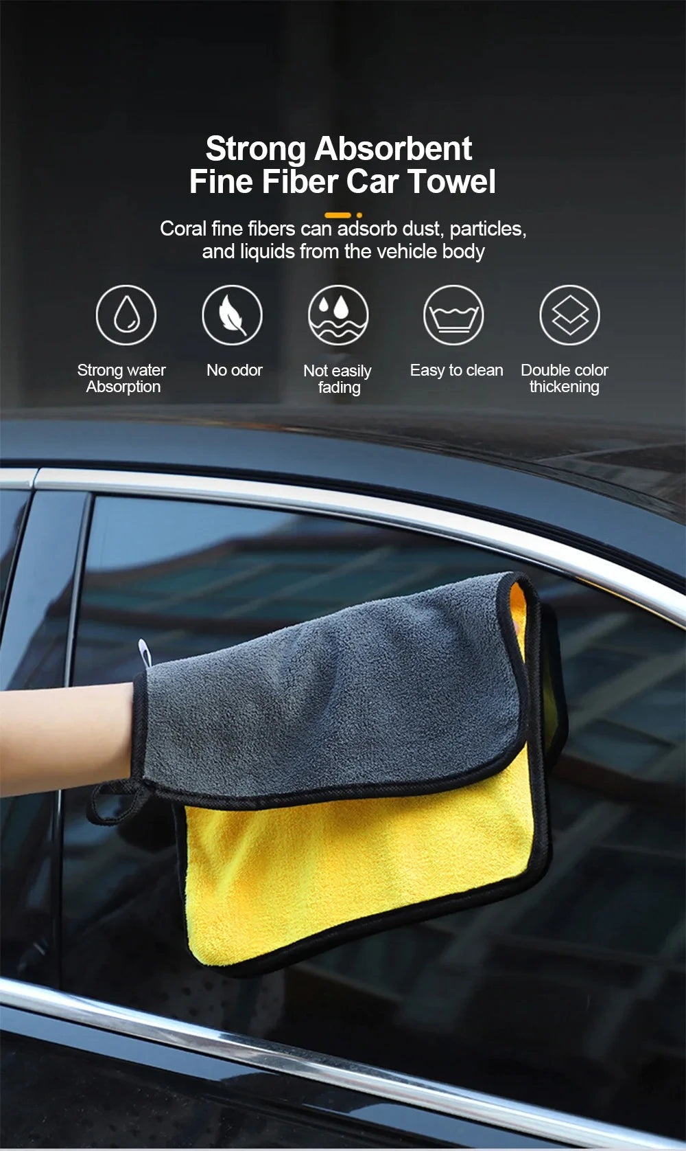 10/5/3/1pcs Thicken Microfiber Car Cleaning Towels Soft Quick Drying Windows Mirrors Wiping Rags Home Double Layer Clean Cloths