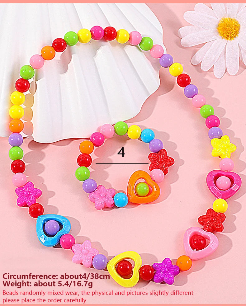 Makersland Children's Beaded Flower Bracelet Colorful Acrylic Flower Necklace Girls Children's Jewelry Sets Wholesale