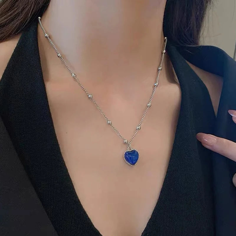 Thermochromic Mood Monitor Heart Pendant Necklace Color Change As Emperature Women Girls Clavicle Chain Necklaces Lover Jewelry