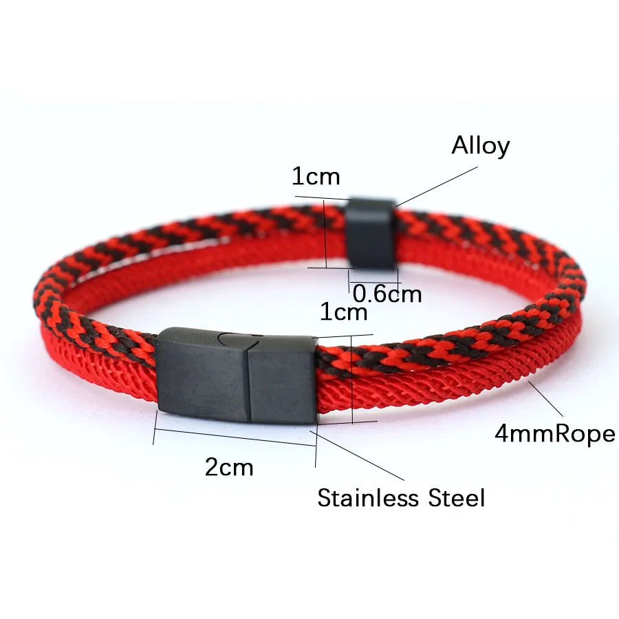 2024 Fashion Mens Bracelet Bangle Black Stainless Steel Detachable Magnet Buckle Bohemia Bicolor Rope Braslet Nautical Braclet