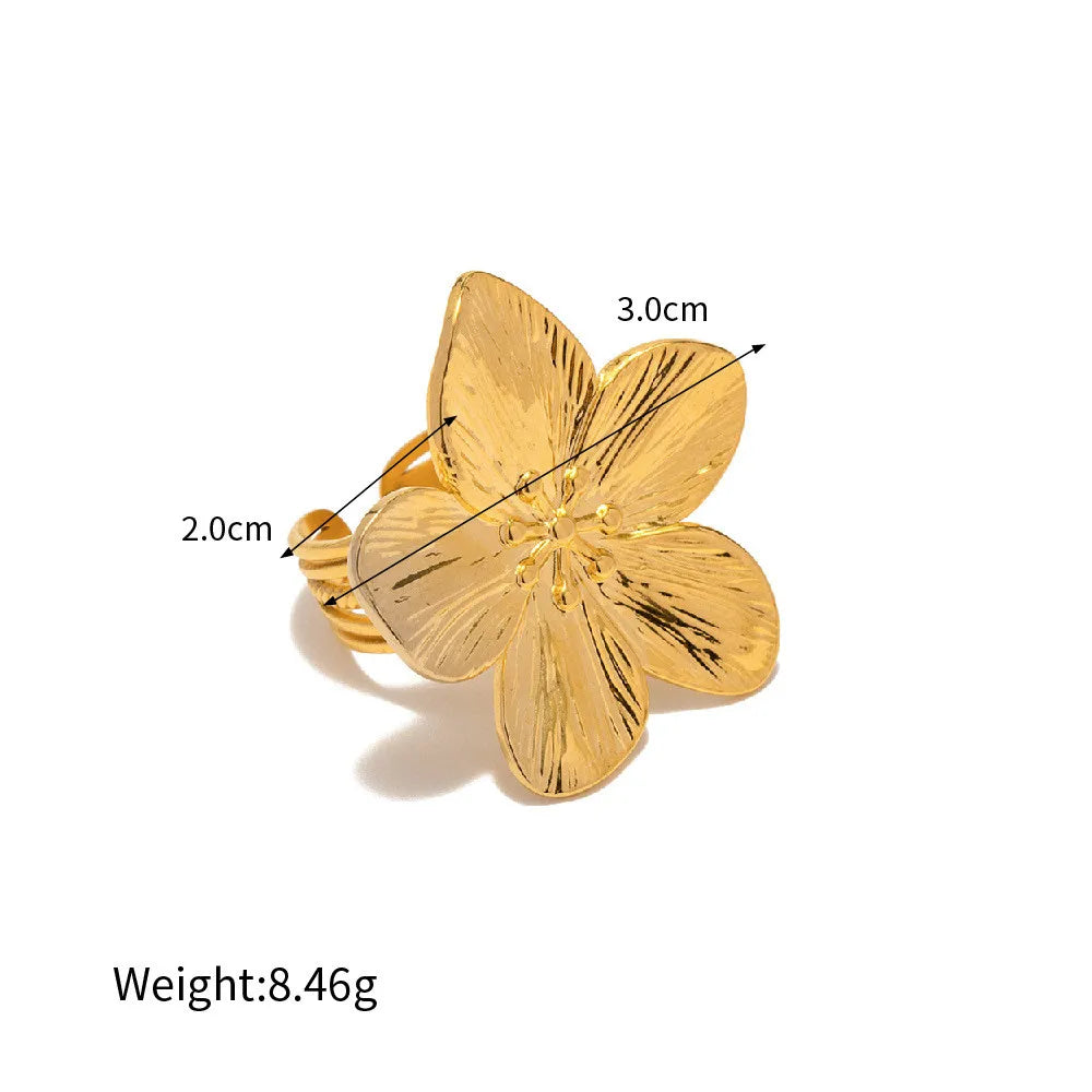 Minar High Quality Metallic Flowers Cuff Bracelets for Women 18K Gold PVD Plated Stainless Steel Tarnish Free Chunky Bangles