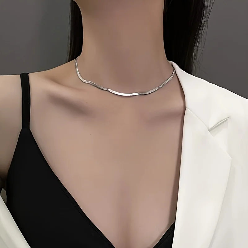 Luxury Fashion Stainless Steel Gold Plated Chain Necklace for Women Golden Choker Necklaces for Woman Girl Gifts Party Jewelry