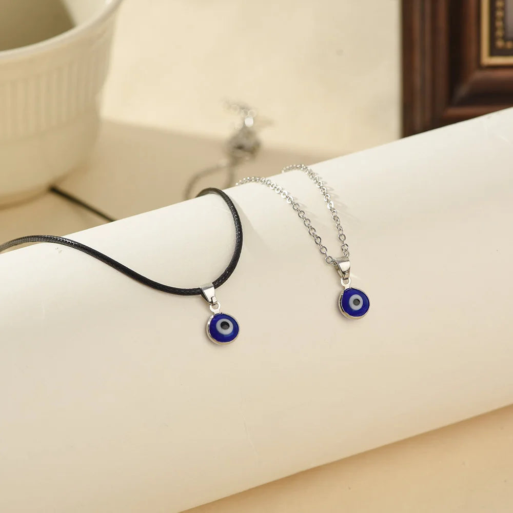 Turkey Evil Eye Charms Necklace for Woman Blue Round Pendants Couple Chain Necklaces Lucky Jewelry 2023 Fashion Friendship Gift