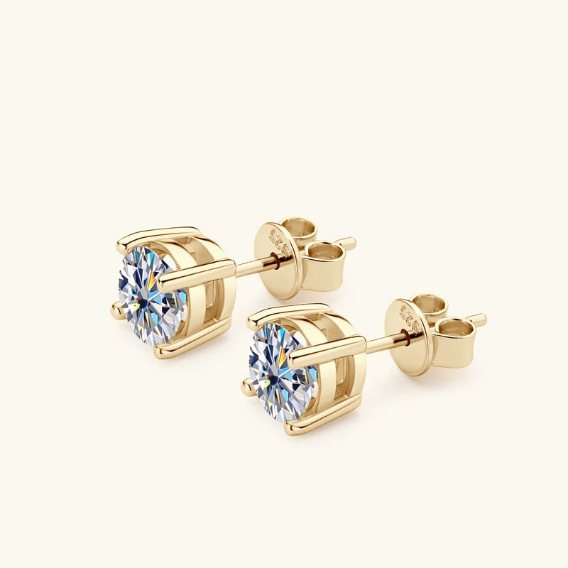 6.5mm 3.0cttw D Color Moissanite Jewelry Set 18K Gold Plated Silver 925 Stud Earrings Pendant Necklace for Women Gift Birthday