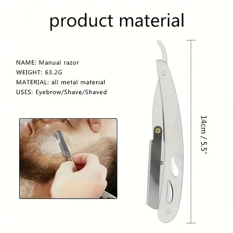 Straight Razor Foldable Safety Manual Shaves Blades Men Stainless Steel Shaving Razor Face Care Body Face Hair Removal Knife