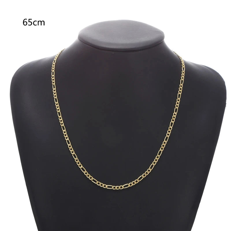 2Pcs/Lot Hot Sale Men's Personality Fashion Gold-color and Silver-color Necklace Set Chain Exquisite Dailylife Party Accessories