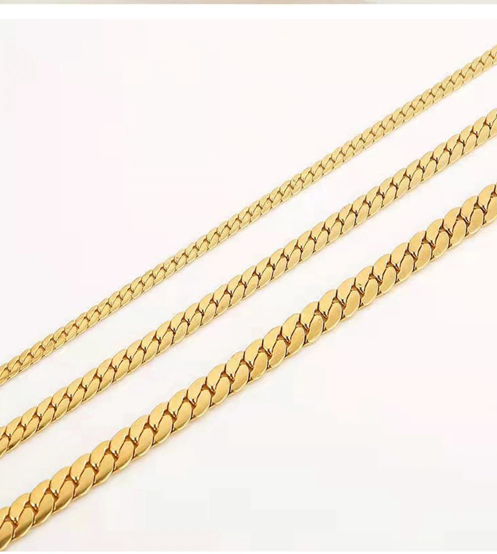 Cuban Link Chain Necklace Stainless Steel Long Chain For Men Women Jewelry Gifts