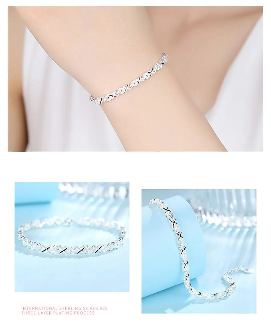 High Quality 925 Sterling Silver Fashion Multiple Styles Bracelet Chain For Women Fashion Wedding Party Beautiful Jewelry Gift