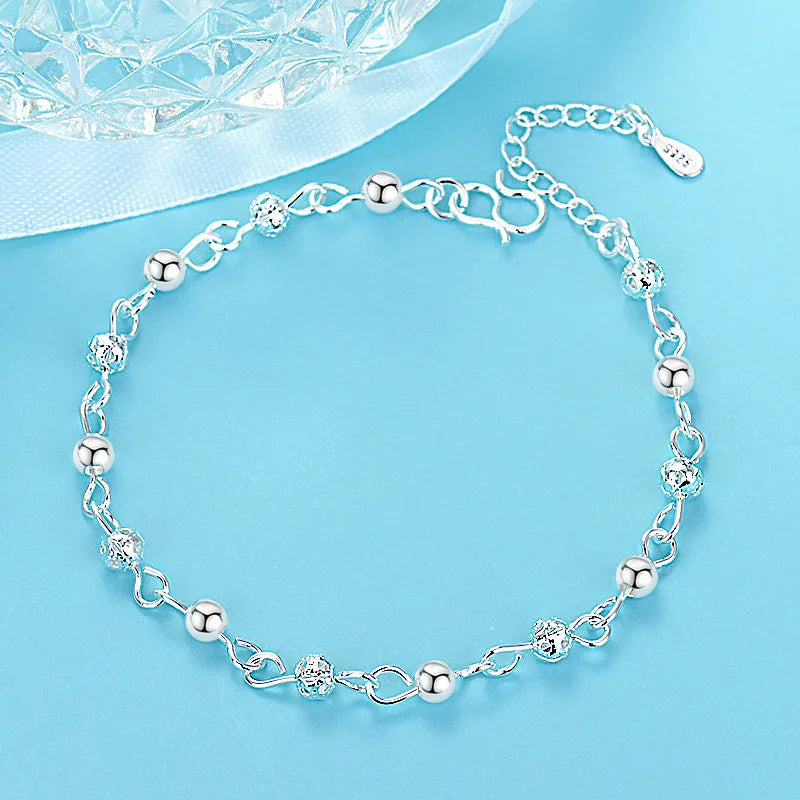 Fashion 925 Sterling Silver Bracelets for Women Small Star Fresh Bracelet Personality Round Bead Bracelet Jewelry Accessories