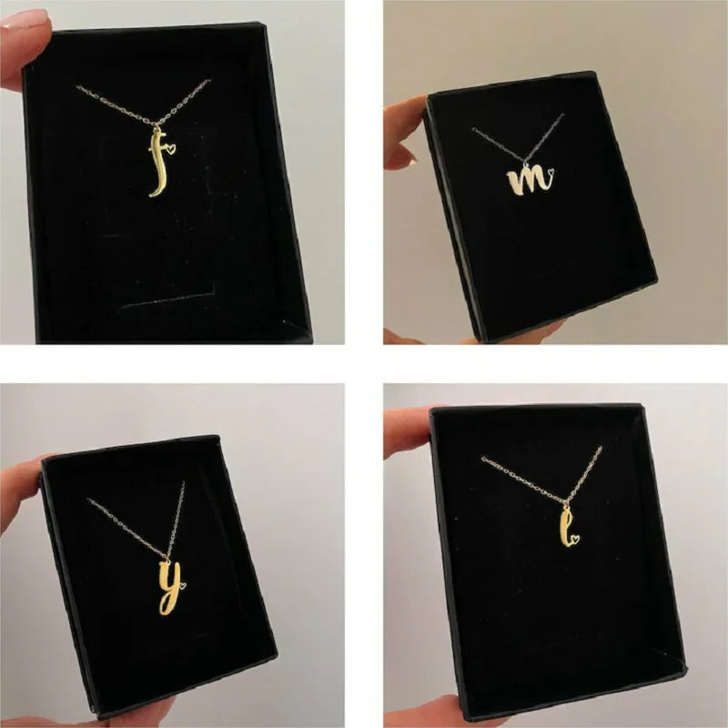 Kinitial Simple Laser Engraving Stainless Steel A-Z  Initial Pendant Necklace Fashion Jewelry Collier Women's Commemorative Gift