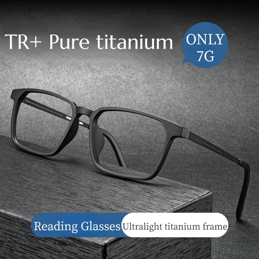 High Quality Pure Titanium Reading Glasses for Men Anti Blue Light Presbyopia Eyewear with Diopter+1.0 To +4.0