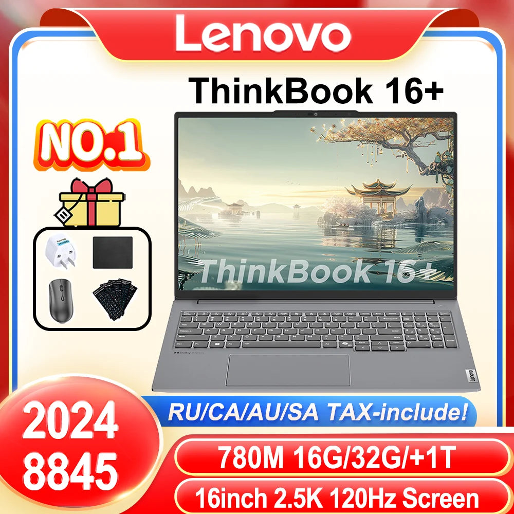 【TOP 1】2024 Lenovo ThinkBook 16+ 7840/8845 780M 16inch 2.5K 120Hz Screen