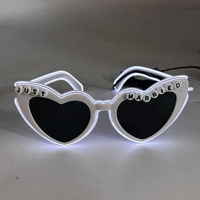 LED Just Married Glasses Wedding Party Bridal Shower Bride To Be Gift Wedding Decorations For Ceremony Light Married Sunglasses