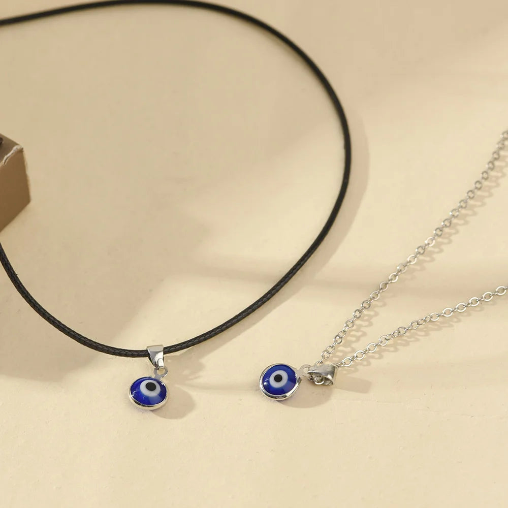 Turkey Evil Eye Charms Necklace for Woman Blue Round Pendants Couple Chain Necklaces Lucky Jewelry 2023 Fashion Friendship Gift